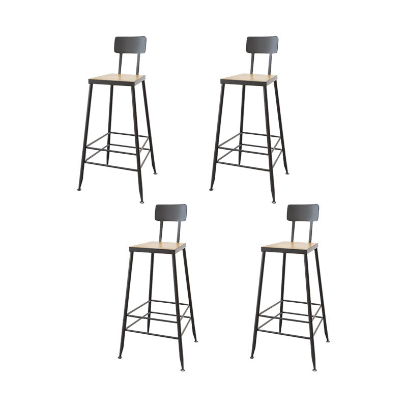 Contemporary Bar Stools Low Back Dining Stools with Black Metal Base