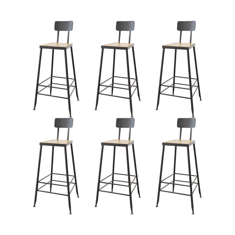Contemporary Bar Stools Low Back Dining Stools with Black Metal Base