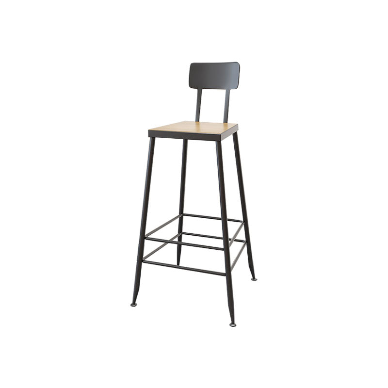 Contemporary Bar Stools Low Back Dining Stools with Black Metal Base