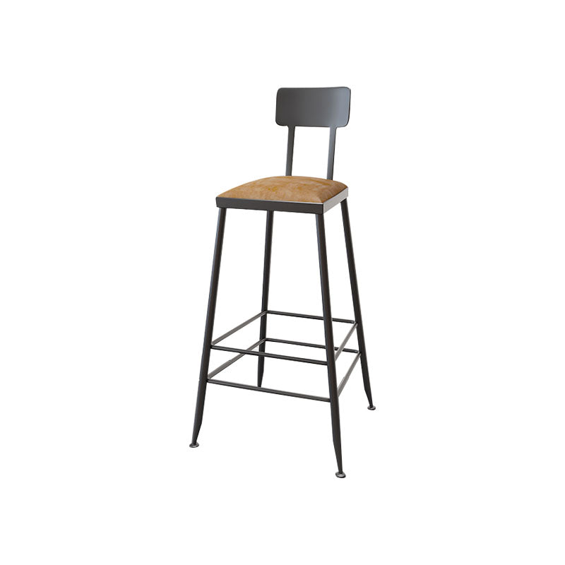 Contemporary Bar Stools Low Back Dining Stools with Black Metal Base
