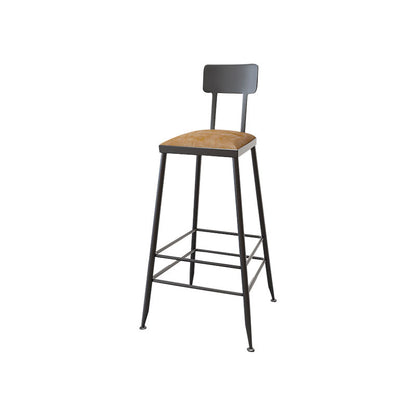 Contemporary Bar Stools Low Back Dining Stools with Black Metal Base