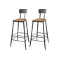 Contemporary Bar Stools Low Back Dining Stools with Black Metal Base