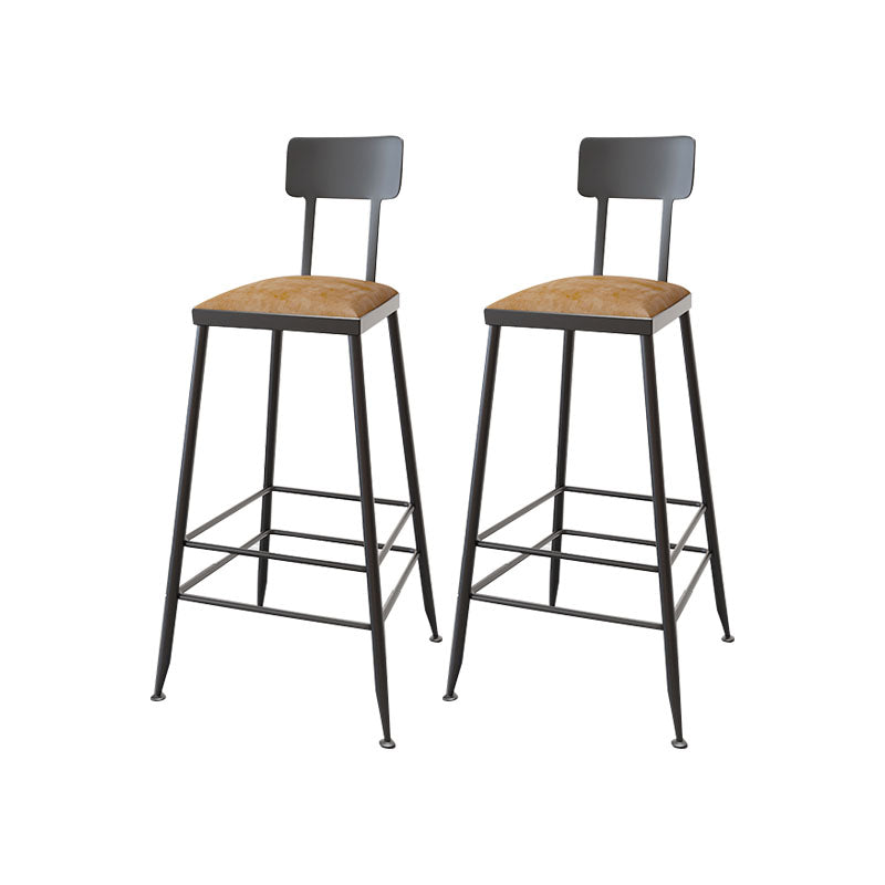 Contemporary Bar Stools Low Back Dining Stools with Black Metal Base