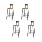 Contemporary Bar Stools Low Back Dining Stools with Black Metal Base