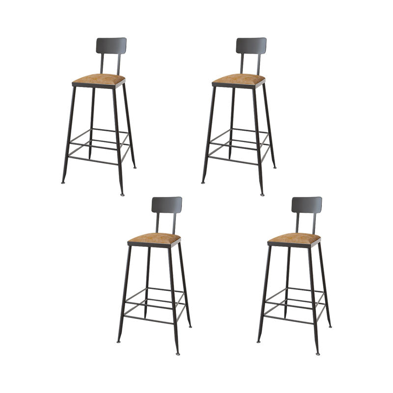 Contemporary Bar Stools Low Back Dining Stools with Black Metal Base