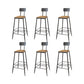 Contemporary Bar Stools Low Back Dining Stools with Black Metal Base