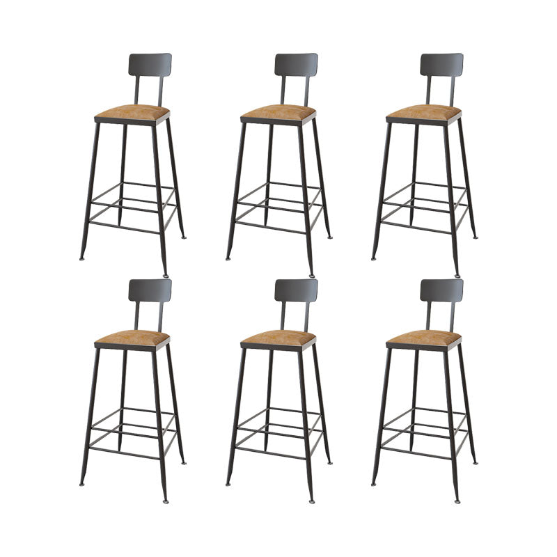 Contemporary Bar Stools Low Back Dining Stools with Black Metal Base