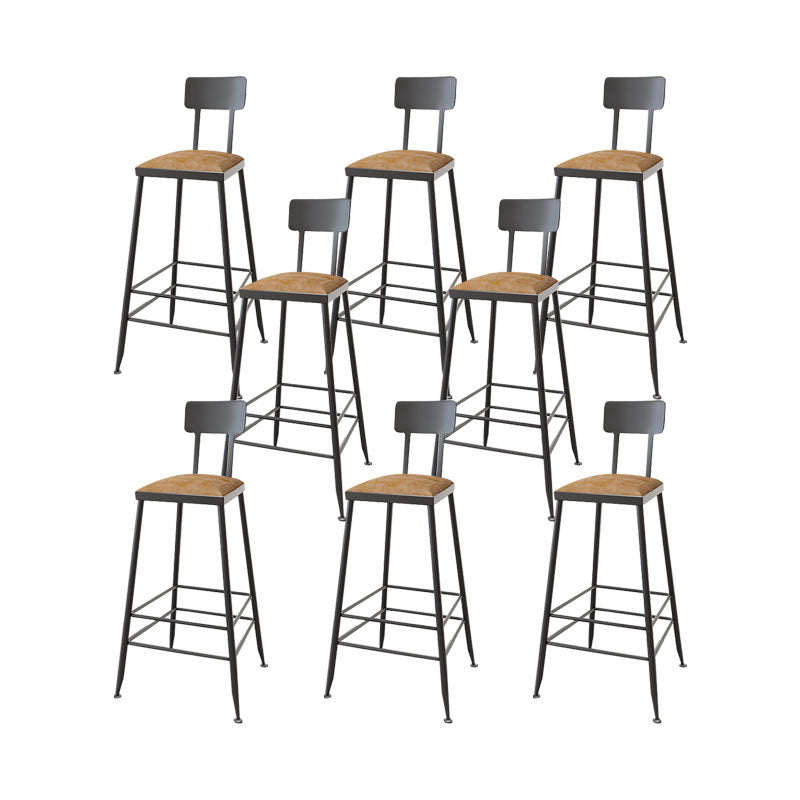 Contemporary Bar Stools Low Back Dining Stools with Black Metal Base