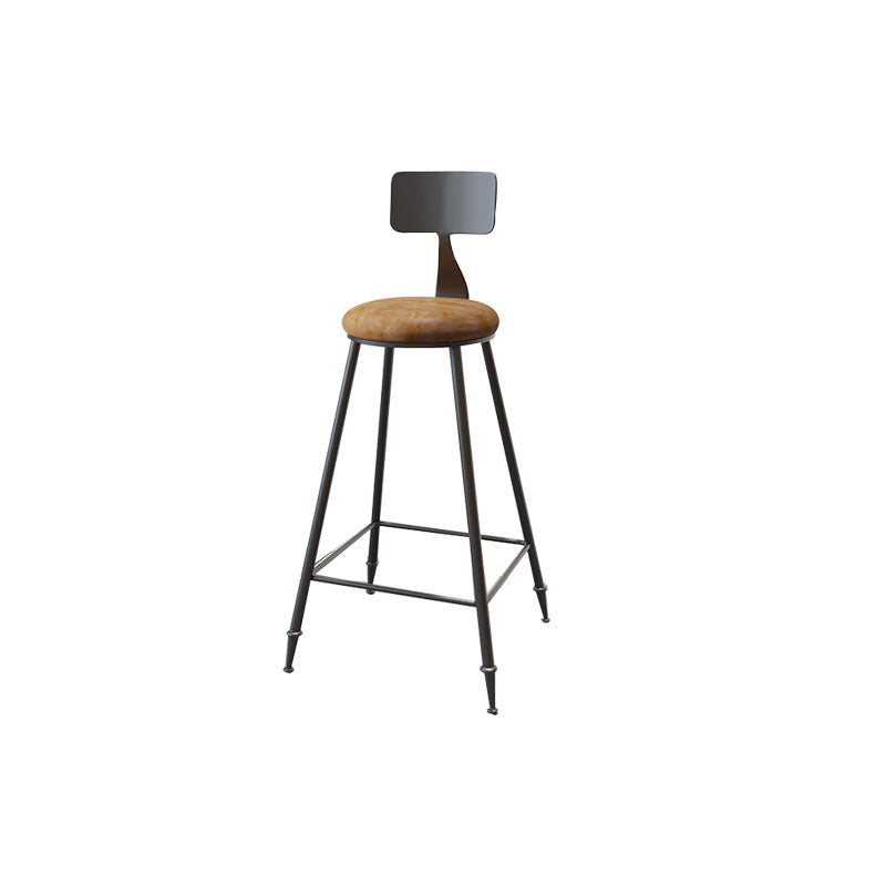 Contemporary Bar Stools Low Back Dining Stools with Black Metal Base