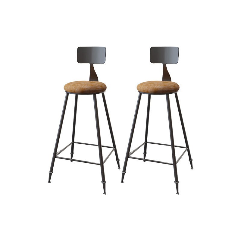 Contemporary Bar Stools Low Back Dining Stools with Black Metal Base