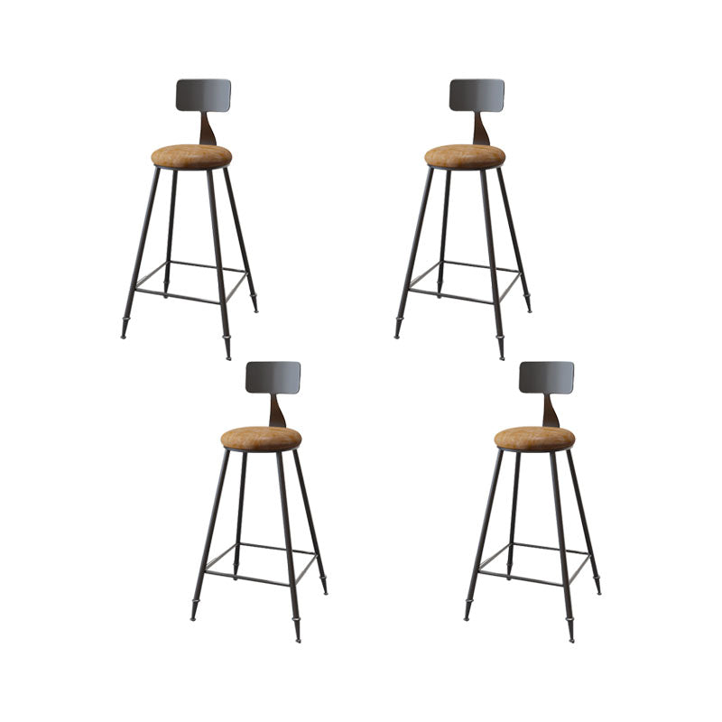 Contemporary Bar Stools Low Back Dining Stools with Black Metal Base