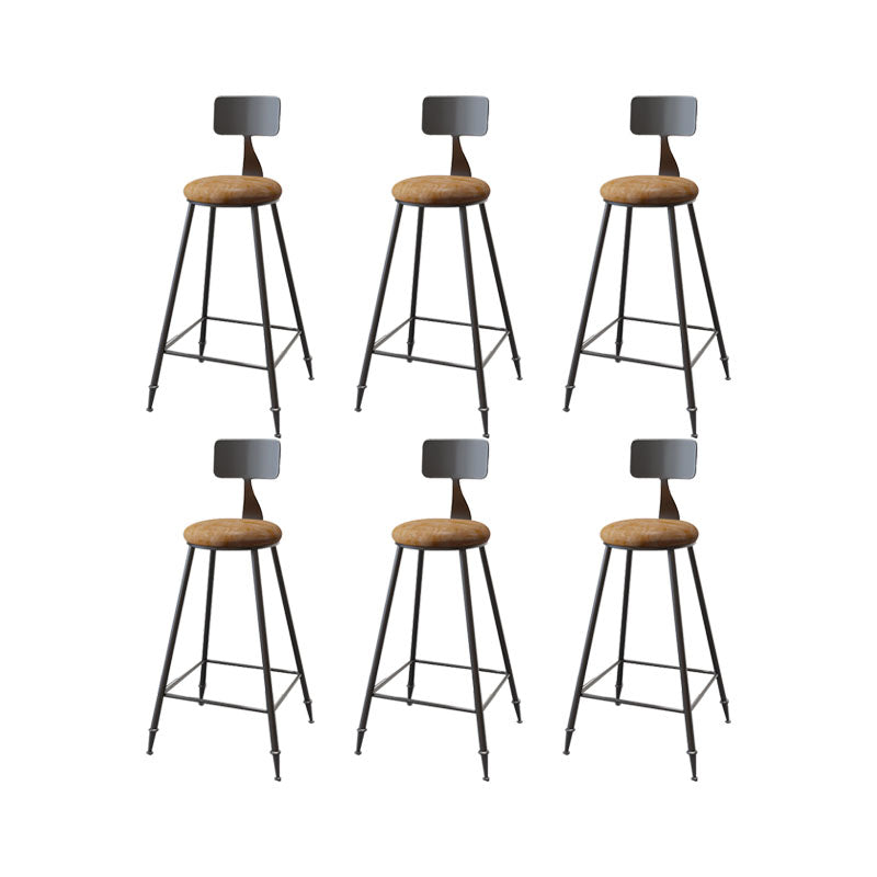 Contemporary Bar Stools Low Back Dining Stools with Black Metal Base