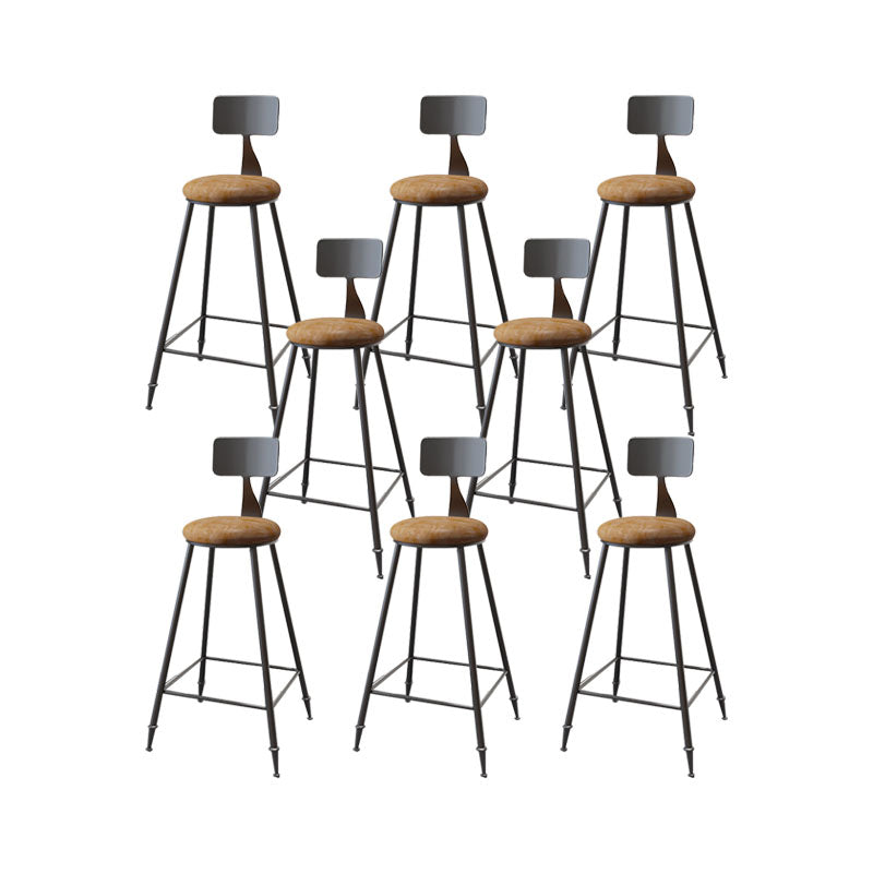 Contemporary Bar Stools Low Back Dining Stools with Black Metal Base
