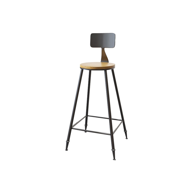 Contemporary Bar Stools Low Back Dining Stools with Black Metal Base