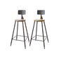 Contemporary Bar Stools Low Back Dining Stools with Black Metal Base