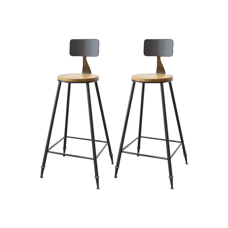 Contemporary Bar Stools Low Back Dining Stools with Black Metal Base