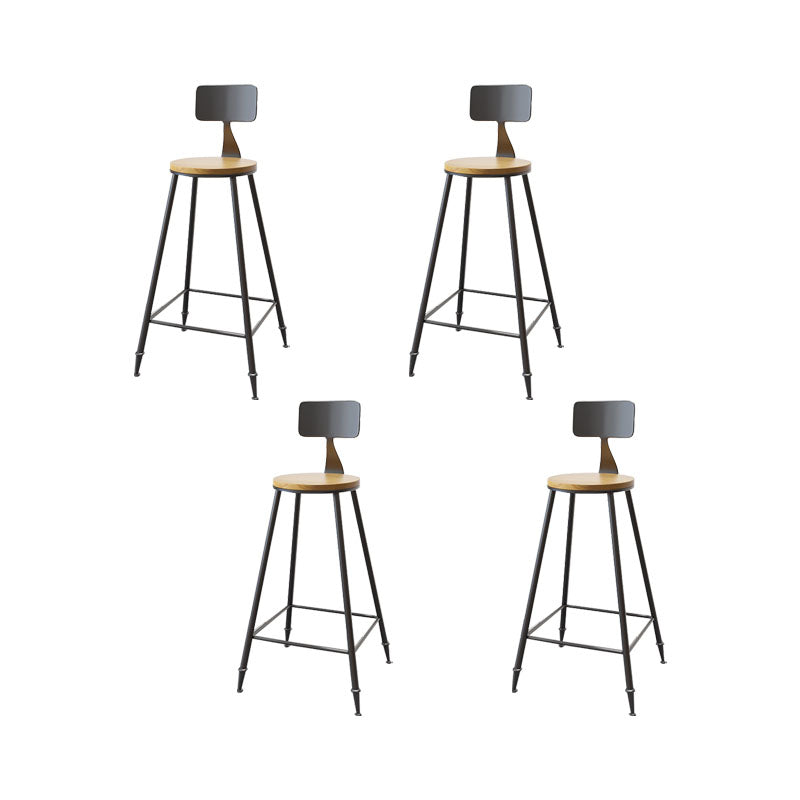 Contemporary Bar Stools Low Back Dining Stools with Black Metal Base