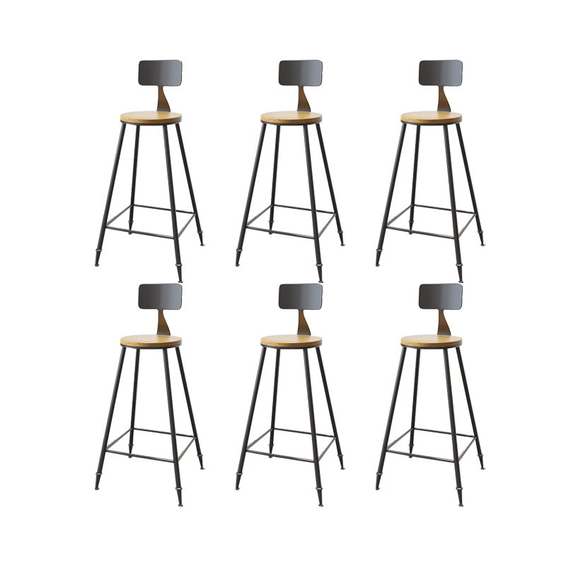 Contemporary Bar Stools Low Back Dining Stools with Black Metal Base