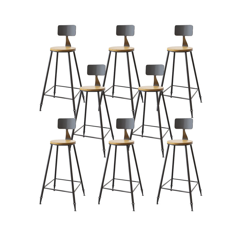 Contemporary Bar Stools Low Back Dining Stools with Black Metal Base