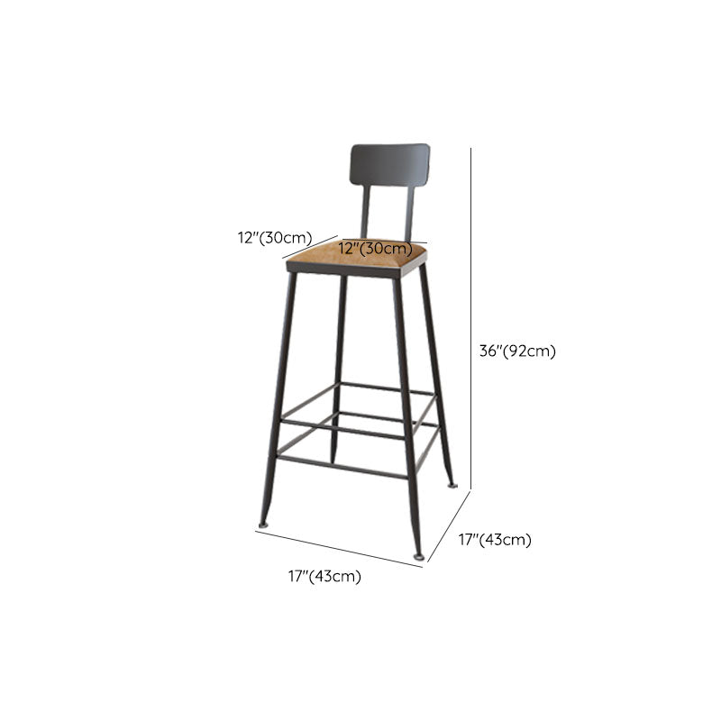 Contemporary Bar Stools Low Back Dining Stools with Black Metal Base