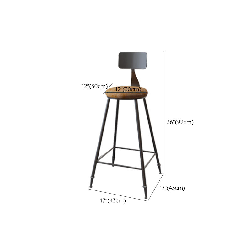 Contemporary Bar Stools Low Back Dining Stools with Black Metal Base