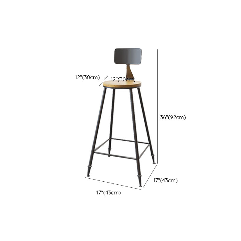 Contemporary Bar Stools Low Back Dining Stools with Black Metal Base