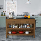 Modern Kitchen Island Table Pine Solid Wood Prep Table with Towel Rack