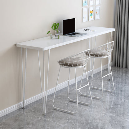 Modern Wood Rectangle Bar Table Metal Legs for Milk Tea Shop White Without Chairs Clearhalo 'Bar Furniture' 'Bar Tables' 'bar_tables' 'furn' 'furn_bar_tables' 'Furniture' 'Kitchen & Dining Furniture' 7282762