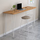 Modern Wood Rectangle Bar Table Metal Legs for Milk Tea Shop 39.4"L x 15.7"W x 39.4"H Brown White Without Chairs Clearhalo 'Bar Furniture' 'Bar Tables' 'bar_tables' 'furn' 'furn_bar_tables' 'Furniture' 'Kitchen & Dining Furniture' 7282763
