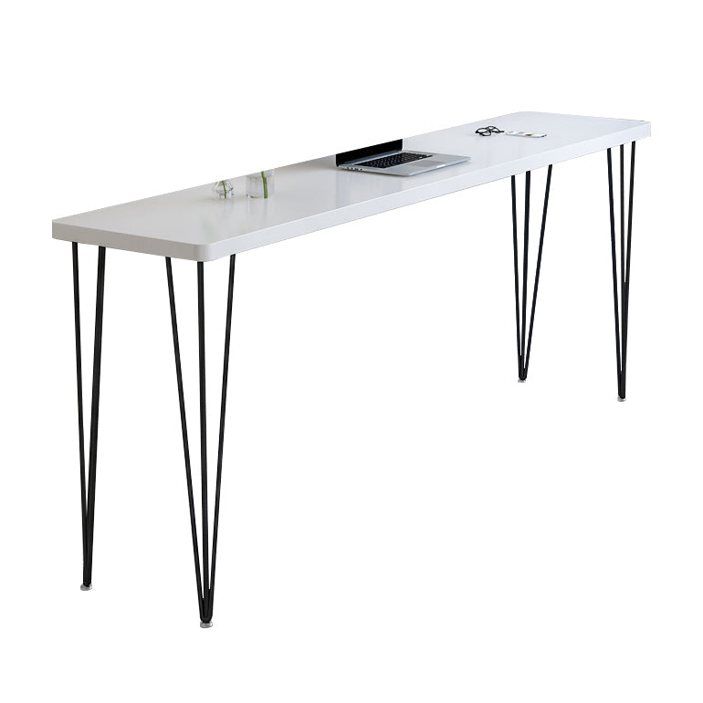 Modern Wood Rectangle Bar Table Metal Legs for Milk Tea Shop White-Black Without Chairs Clearhalo 'Bar Furniture' 'Bar Tables' 'bar_tables' 'furn' 'furn_bar_tables' 'Furniture' 'Kitchen & Dining Furniture' 7282768