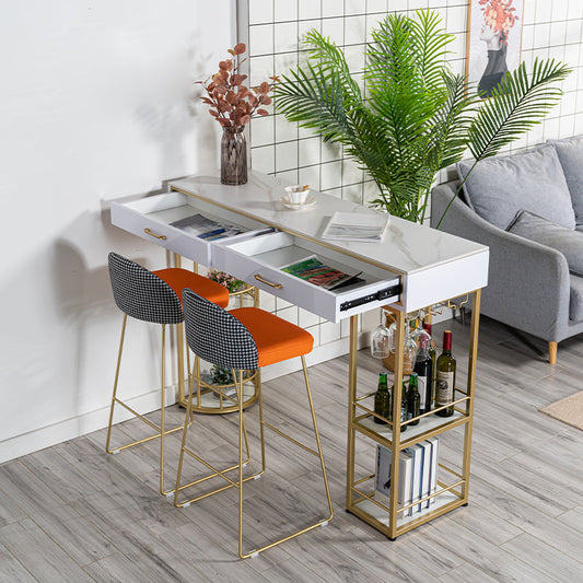 Base metallica del tavolo da barra del rettangolo di pietra con cassetti per soggiorno