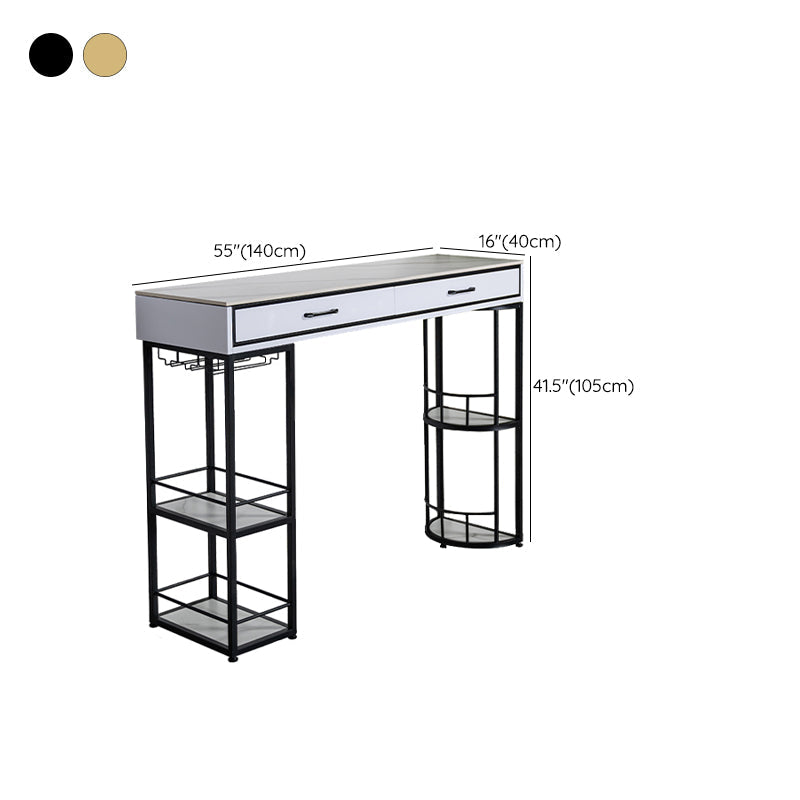 Base en métal de table de barre de rectangle en pierre avec des tiroirs pour le salon
