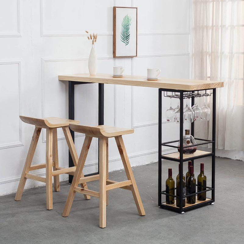 Moderner, rechteckiger Bartisch aus Kiefernholz, verstaubarer Tisch für das Wohnzimmer