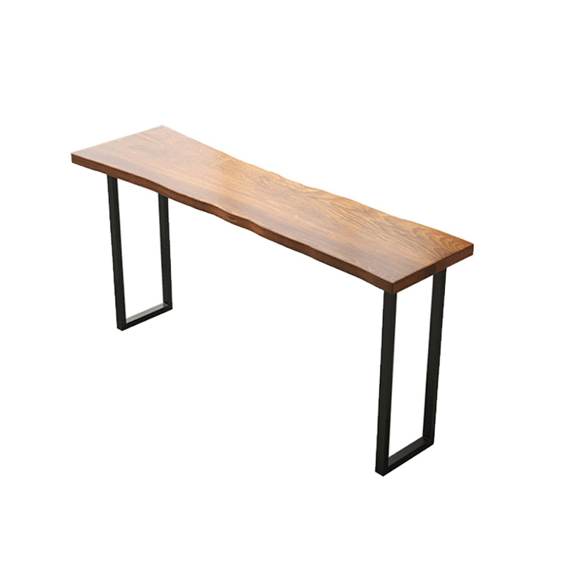 Mesa rectangular moderna de madera de pino, patas de hierro para comedor