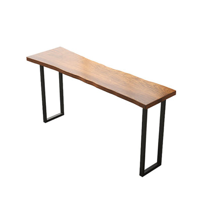Mesa rectangular moderna de madera de pino, patas de hierro para comedor