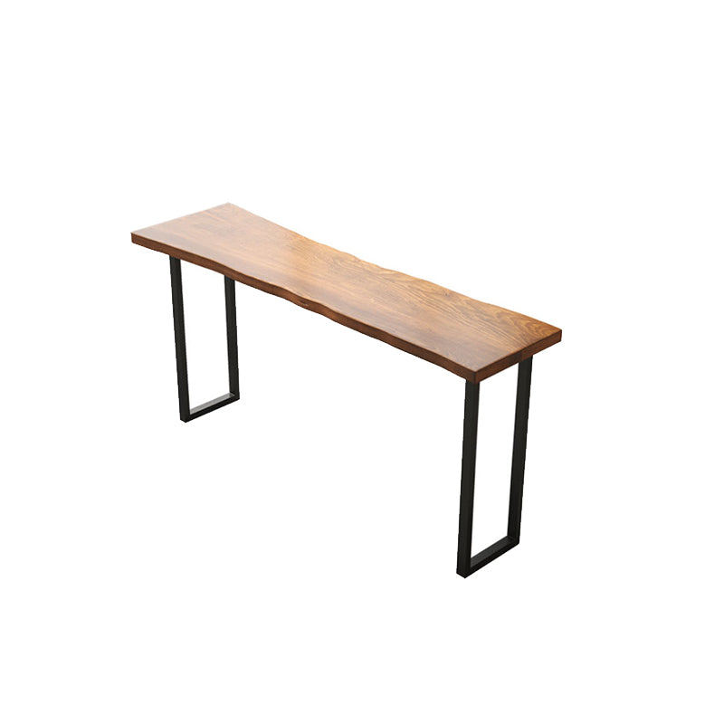 Mesa rectangular moderna de madera de pino, patas de hierro para comedor