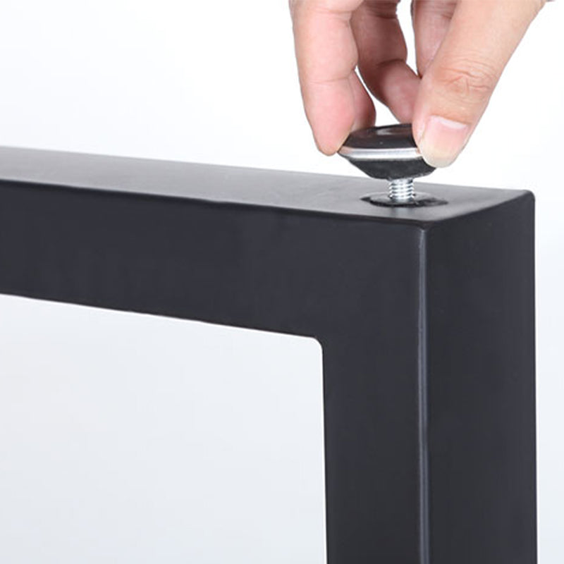 Mesa rectangular moderna de madera de pino, patas de hierro para comedor