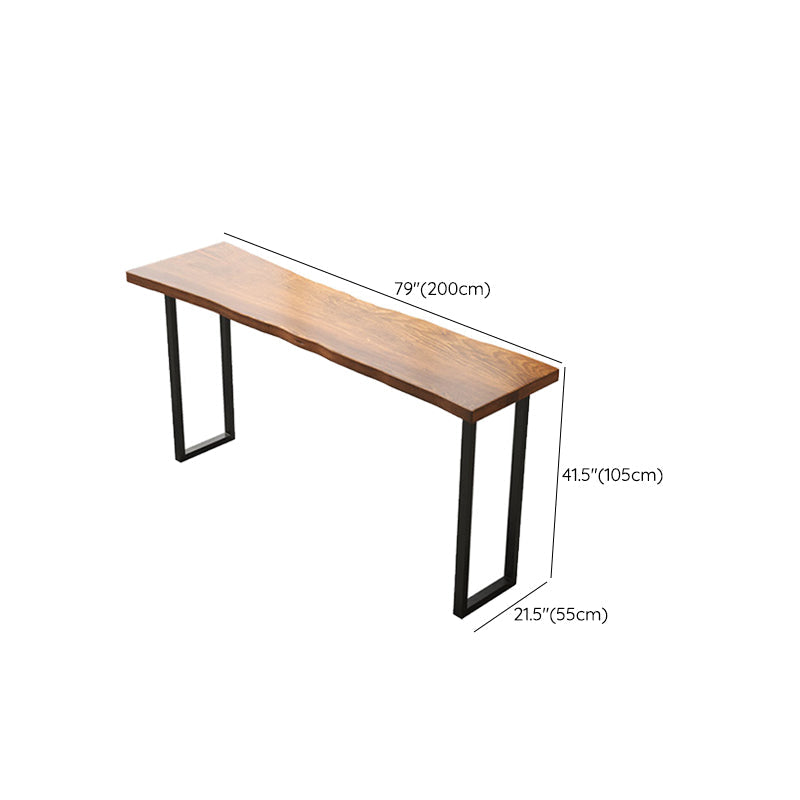 Mesa rectangular moderna de madera de pino, patas de hierro para comedor