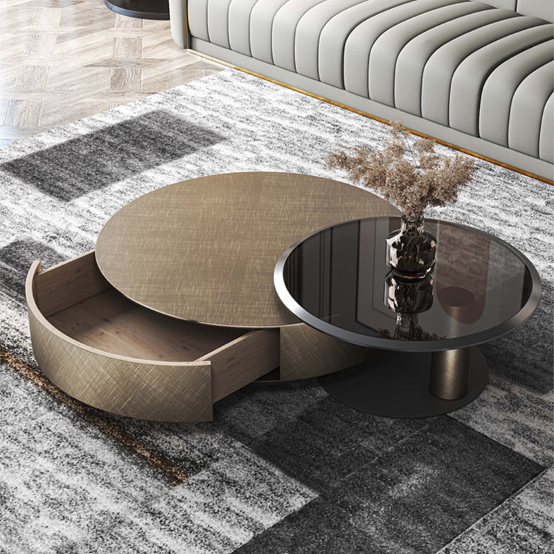 Round Coffee Table Brown Nesting Coffee Table Set for Living Room Clearhalo 'Coffee & Accent Tables' 'Coffee Tables' 'coffee_tables' 'furn' 'furn_coffee_tables' 'Furniture' 'Living Room Furniture' 7283549