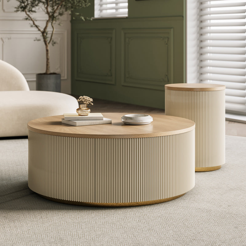 Modern Round Coffee Table Solid Wood Nesting Coffee Table Set Clearhalo 'Coffee & Accent Tables' 'Coffee Tables' 'coffee_tables' 'furn' 'furn_coffee_tables' 'Furniture' 'Living Room Furniture' 7283572