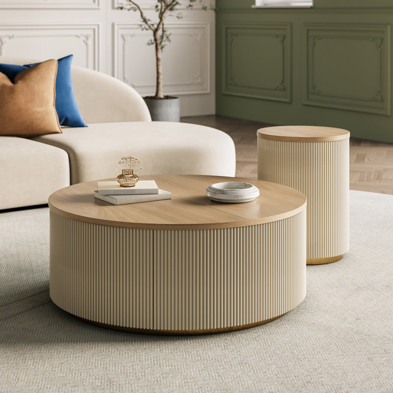 Modern Round Coffee Table Solid Wood Nesting Coffee Table Set Clearhalo 'Coffee & Accent Tables' 'Coffee Tables' 'coffee_tables' 'furn' 'furn_coffee_tables' 'Furniture' 'Living Room Furniture' 7283574