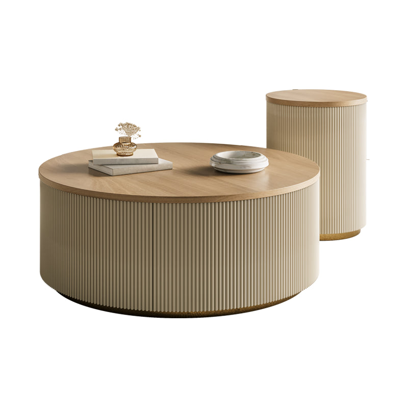 Modern Round Coffee Table Solid Wood Nesting Coffee Table Set Clearhalo 'Coffee & Accent Tables' 'Coffee Tables' 'coffee_tables' 'furn' 'furn_coffee_tables' 'Furniture' 'Living Room Furniture' 7283576