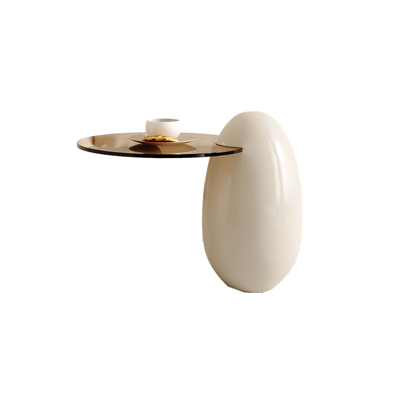 Wooden Coffee Table Round Nesting Coffee Table Set for Living Room 20"L x 20"W x 22"H Off-White Clearhalo 'Coffee & Accent Tables' 'Coffee Tables' 'coffee_tables' 'furn' 'furn_coffee_tables' 'Furniture' 'Living Room Furniture' 7283589