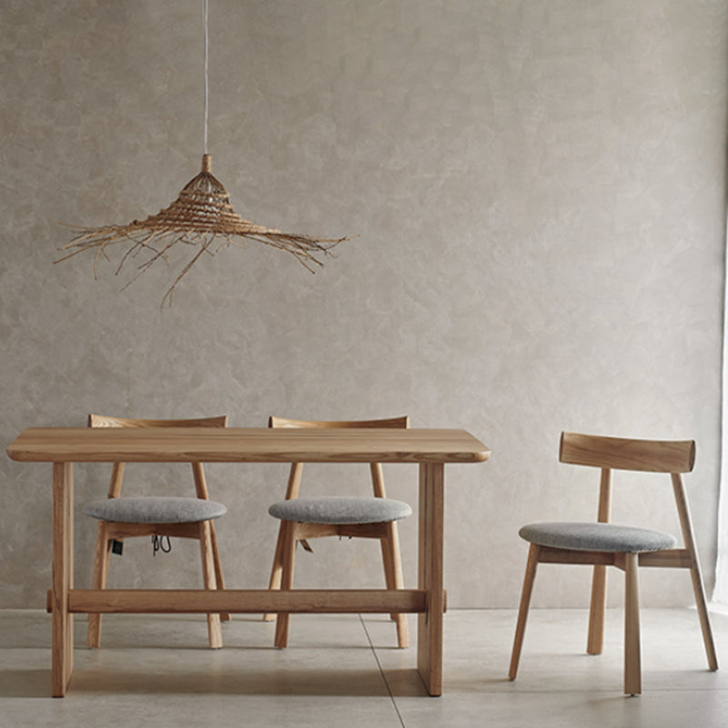 モダンスタイルのダイニング家具1/2/3/4/5 PCS長方形のテーブル付きソリッドウッドダイニングセット