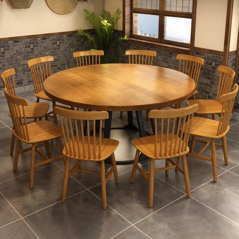 Round Dining Table Set with Wooden Chairs 1/2/5/11 Pcs Modern Solid Wood Dining Set Clearhalo 'Dining Room Sets' 'Dining Tables & Seating' 'dining_room_set' 'furn' 'furn_dining_room_set' 'Furniture' 'Kitchen & Dining Furniture' 7283637
