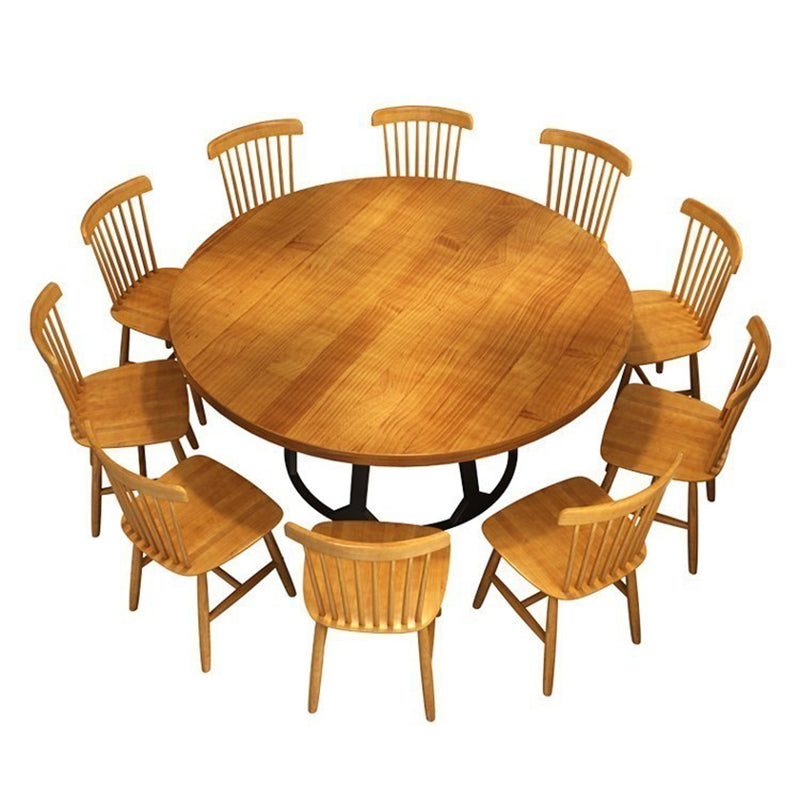 Round Dining Table Set with Wooden Chairs 1/2/5/11 Pcs Modern Solid Wood Dining Set Clearhalo 'Dining Room Sets' 'Dining Tables & Seating' 'dining_room_set' 'furn' 'furn_dining_room_set' 'Furniture' 'Kitchen & Dining Furniture' 7283640