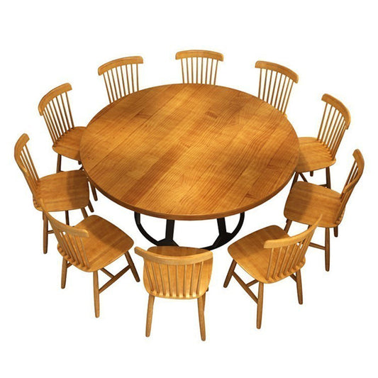 Round Dining Table Set with Wooden Chairs 1/2/5/11 Pcs Modern Solid Wood Dining Set Clearhalo 'Dining Room Sets' 'Dining Tables & Seating' 'dining_room_set' 'furn' 'furn_dining_room_set' 'Furniture' 'Kitchen & Dining Furniture' 7283640