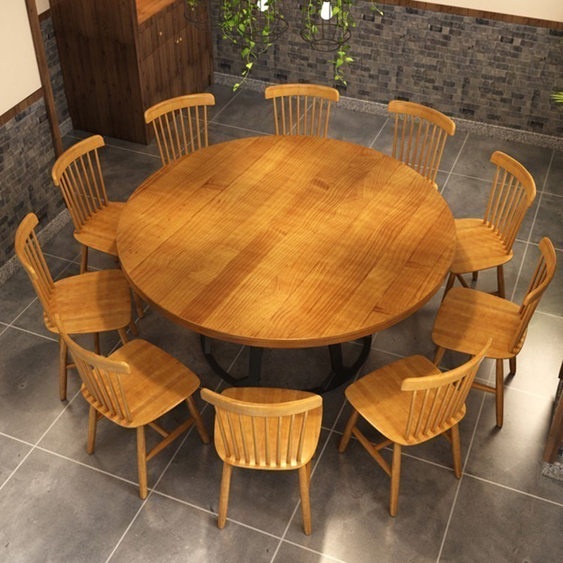 Round Dining Table Set with Wooden Chairs 1/2/5/11 Pcs Modern Solid Wood Dining Set Clearhalo 'Dining Room Sets' 'Dining Tables & Seating' 'dining_room_set' 'furn' 'furn_dining_room_set' 'Furniture' 'Kitchen & Dining Furniture' 7283641