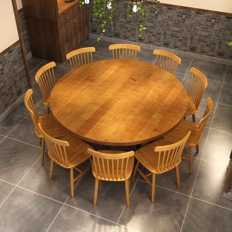Round Dining Table Set with Wooden Chairs 1/2/5/11 Pcs Modern Solid Wood Dining Set Clearhalo 'Dining Room Sets' 'Dining Tables & Seating' 'dining_room_set' 'furn' 'furn_dining_room_set' 'Furniture' 'Kitchen & Dining Furniture' 7283643