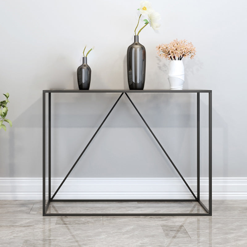 Contemporary Style Console Table Metal Rectangle Accent Table Black Clearhalo 'Console Tables' 'console_tables' 'Entry & Mudroom Furniture' 'furn' 'furn_console_tables' 'Furniture' 7283811